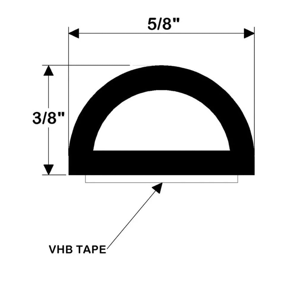 Marine -0109B10-1 Weather Seal Tape - 3/8" x 5/8" x 10', Black