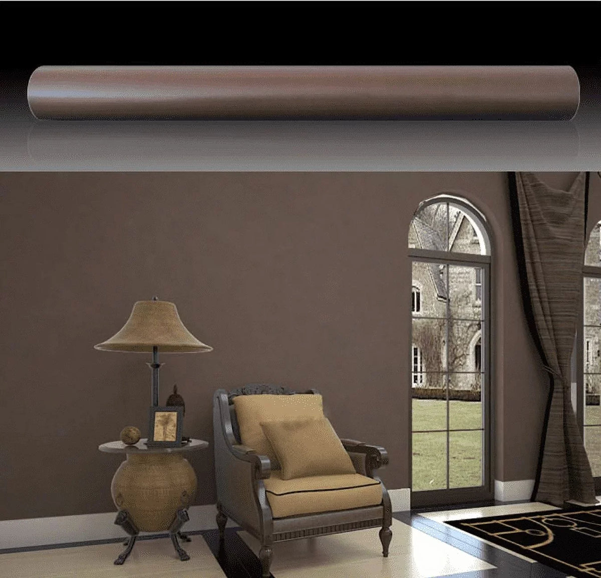 Solid Brown Furniture Paper Self-Adhesive Shelf Liner Wardrobe Sticker 17.7 Inch by 9.8 Feet