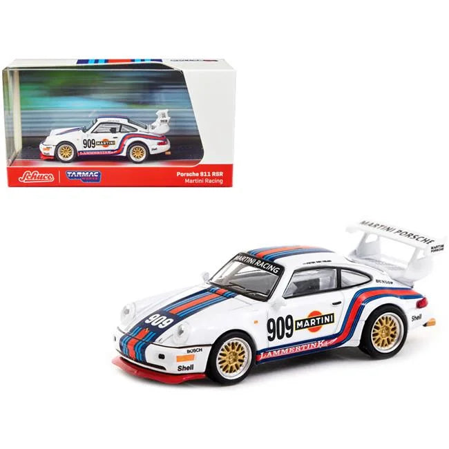 1-64 Scale Porsche 911  No.909 Martini Racing White with Stripes Collab64 Series Diecast Model Car