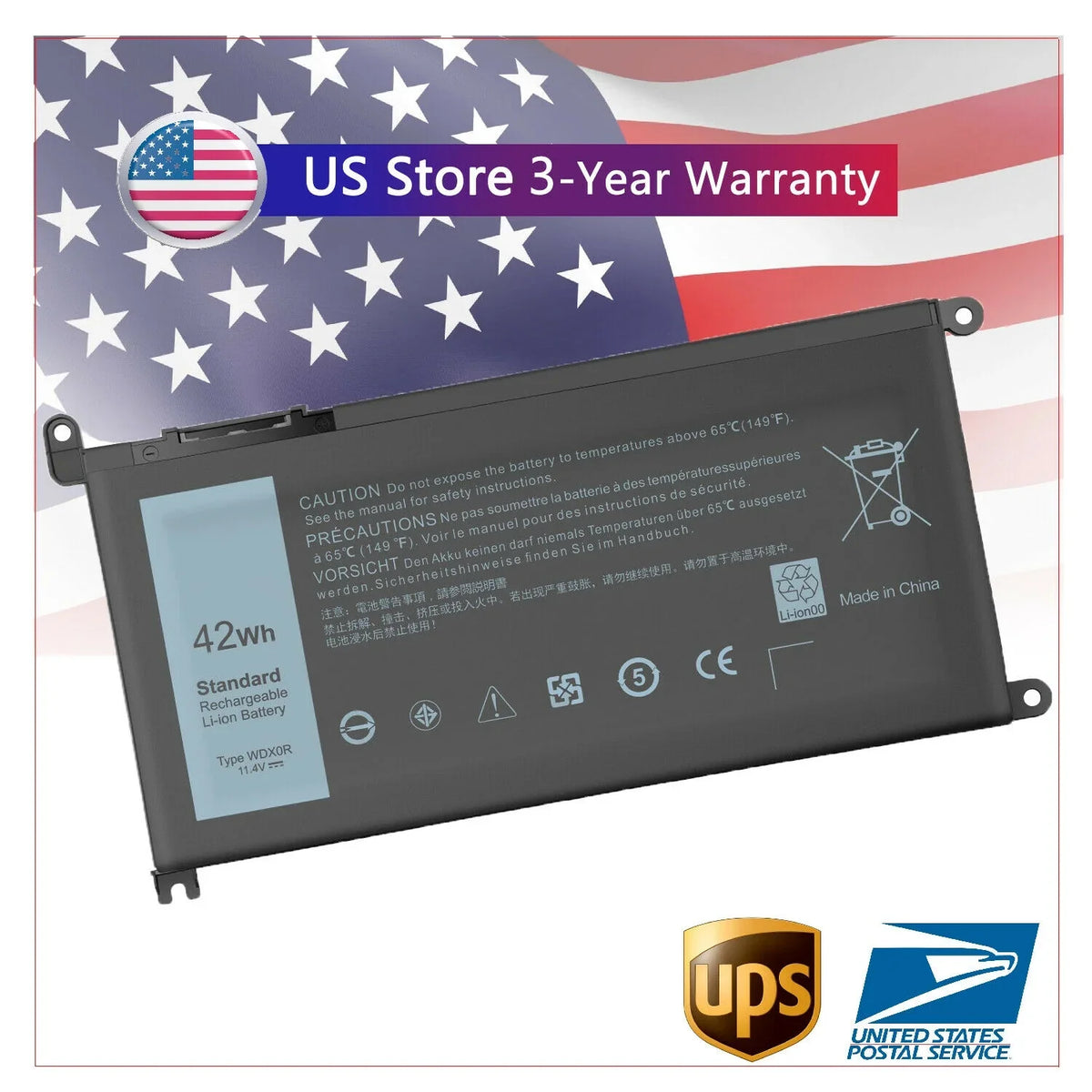 4Cell  Laptop Battery for Dell Inspiron 13-5000 13-7000 15-5000 15-7000