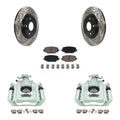 Transit Auto Rear Disc Brake Coated Caliper Drilled Slotted Rotors And Ceramic Pads Kit For 2012 Ram / With Dual Piston Front -100629C