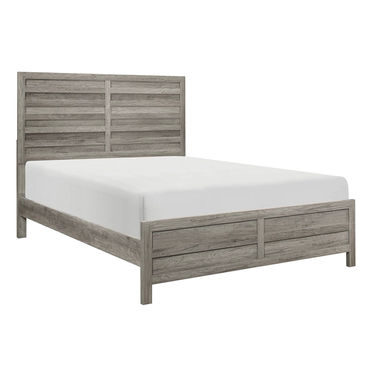 Classic Weathered Gray Finish Eastern King Size Bed 1pc Rusticated Style Bedroom Furniture