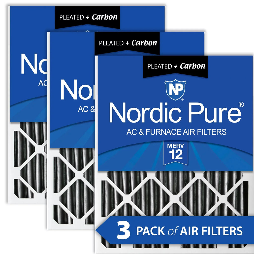 Nordic Pure 20x20x2 Furnace Air Filters  12 Pleated Plus Carbon 3 Pack
